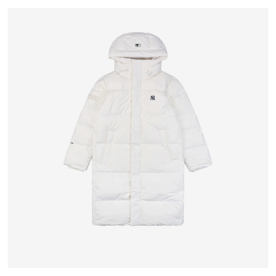 MLB New York Yankees Logo Long Down Jacket White Front view