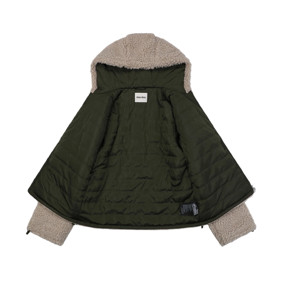 Miu Miu Automne Shearling Hooded Down Jacket Lining