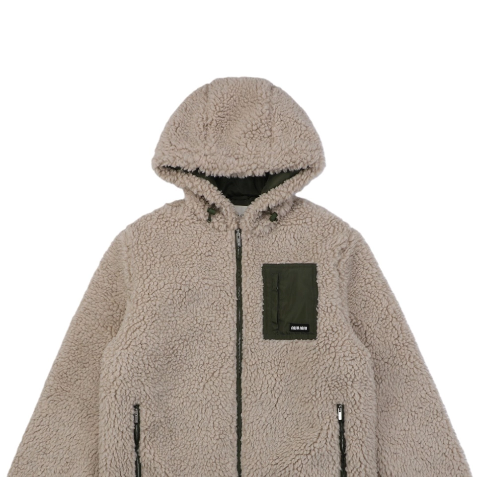 Miu Miu Automne Shearling Hooded Down Jacket