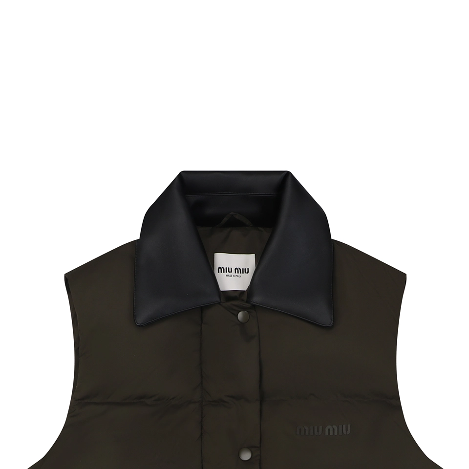 Miu Miu Leather Collar Down Vest