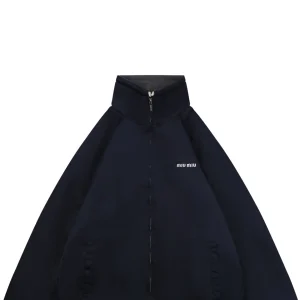 Miu Miu Logo Half-Zip Reversible Jacket Navy