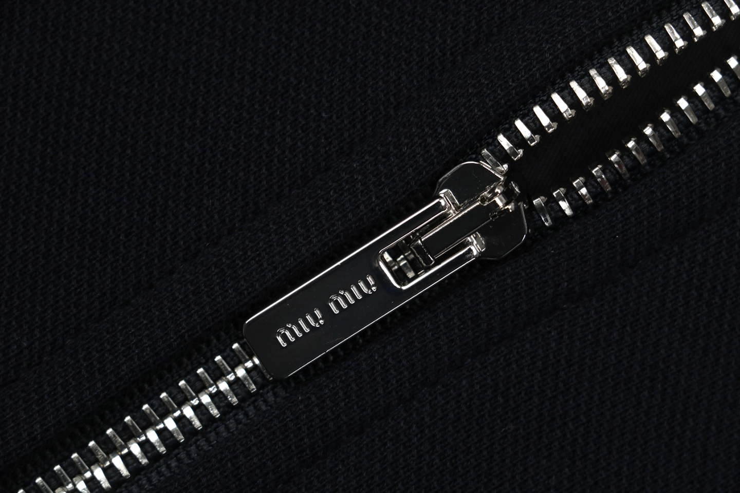 Miu Miu Logo Trim Collar Knit Zip Jacket Zipper puller