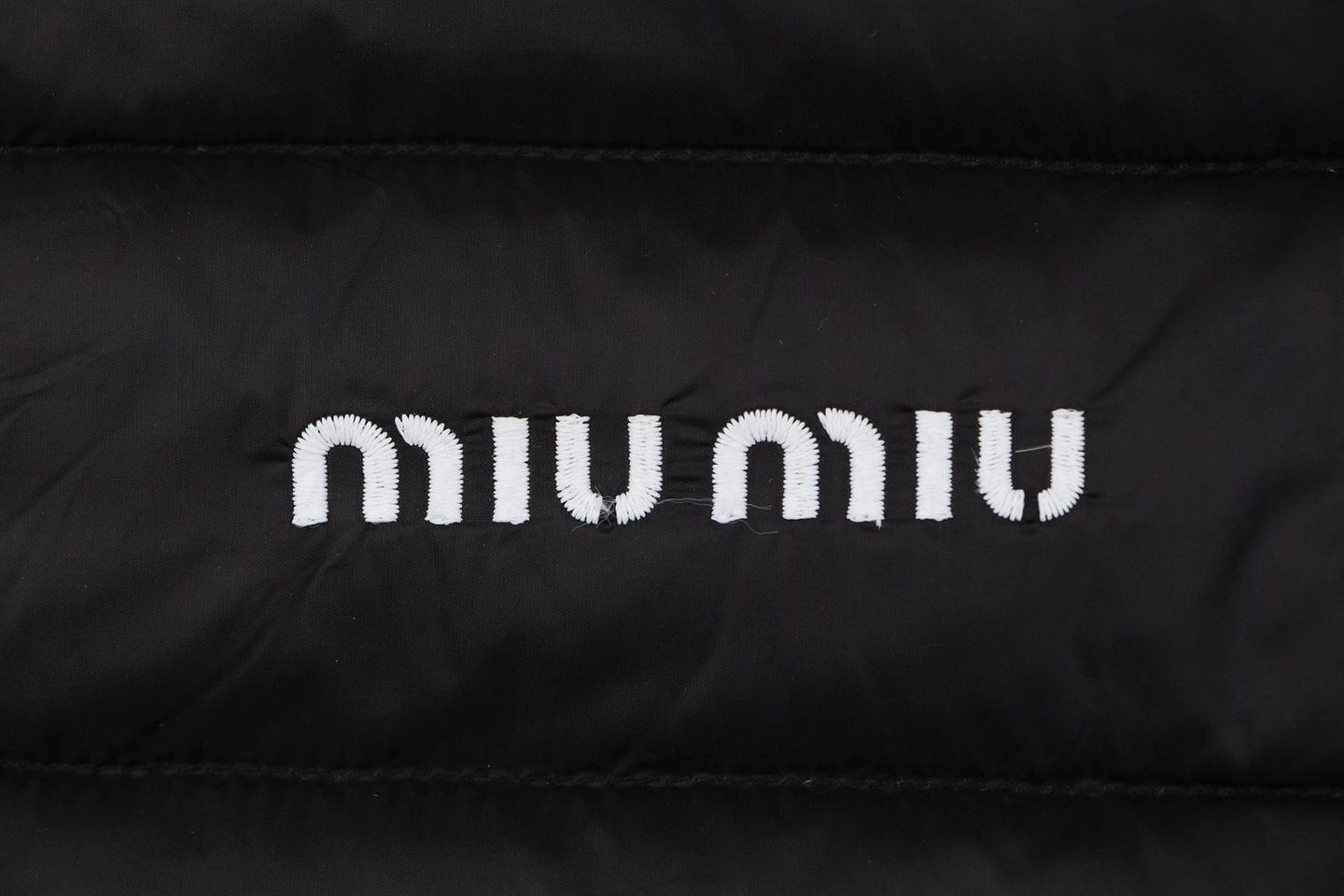 Miu Miu Minimal Logo Stand Collar Quilted Down Jacket Black Brand