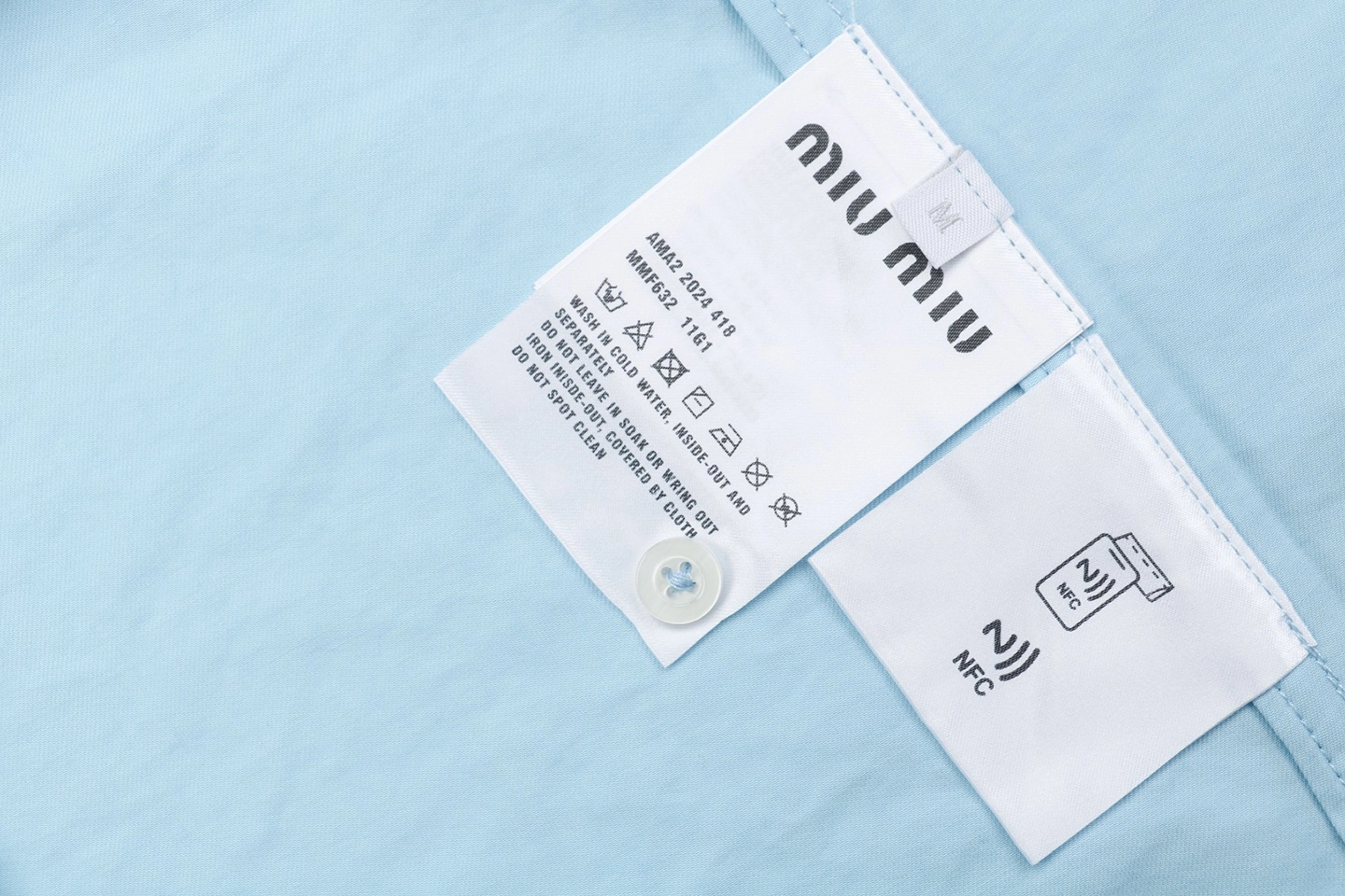 Miu Miu Poplin Bow Detail Shirt Blue Wash label