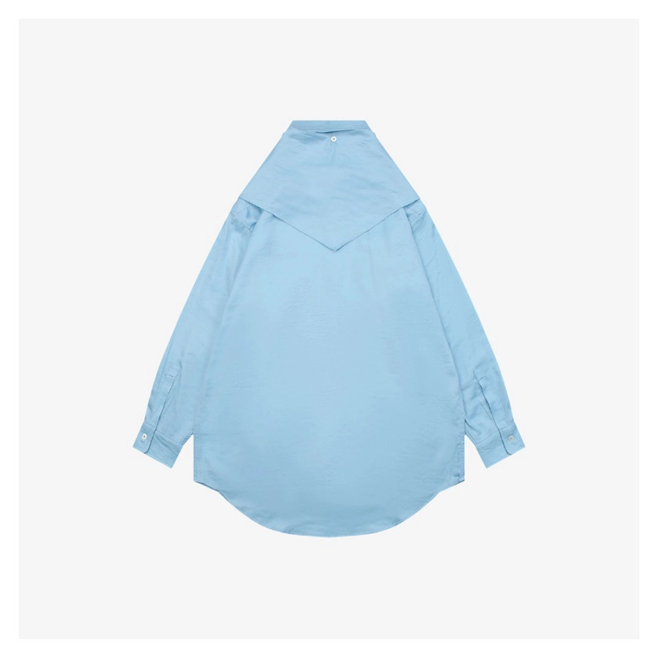 Miu Miu Poplin Bow Detail Shirt Blue Back view