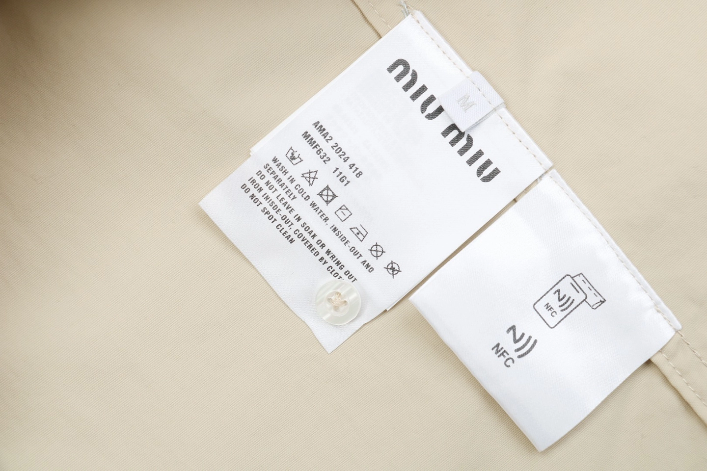 Miu Miu Poplin Bow Detail Shirt Khaki Wash label
