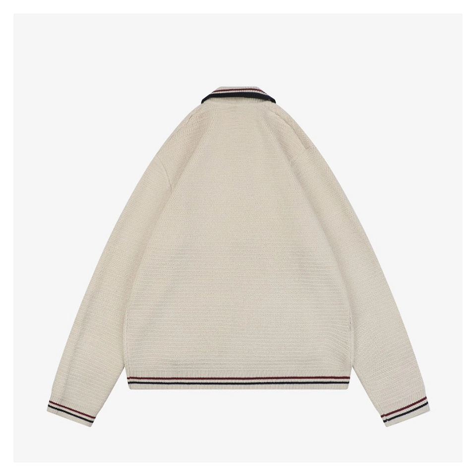Miu Miu Red & Blue Ribbed Trim Cotton Zip-Up Jacket Back view