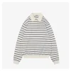 MM Striped Logo Long Sleeve Polo Shirt (White/Black)