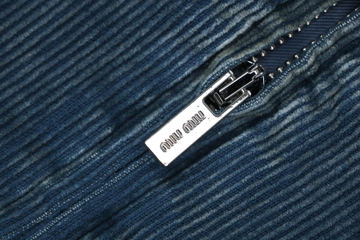 Miu Miu Washed Corduroy Padded Jacket Zipper puller