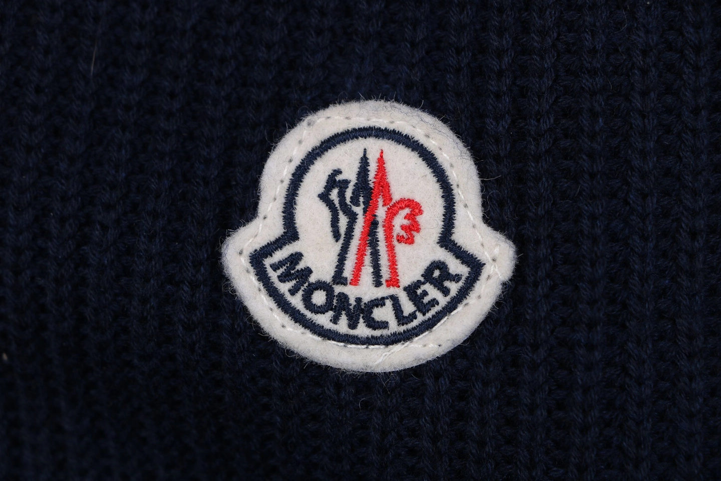 Moncler Arm Patch Zip Pocket Crew Neck Knit Sweater Black Brand