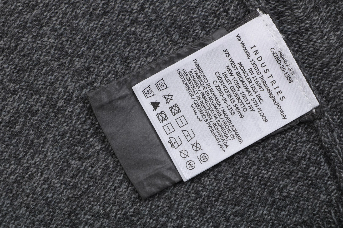 Moncler Arm Pocket Crewneck Wool Blend Sweater Wash label