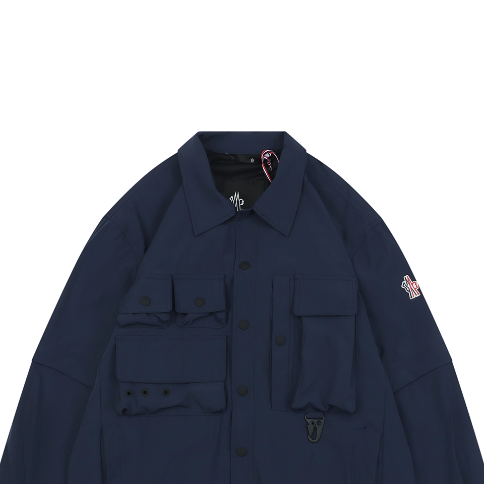 Moncler Multi-Pocket Utility Detachable Sleeve Jacket Blue