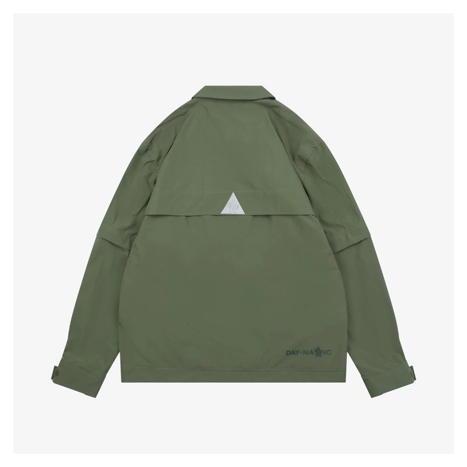 Moncler Multi-Pocket Utility Detachable Sleeve Jacket Green Back view