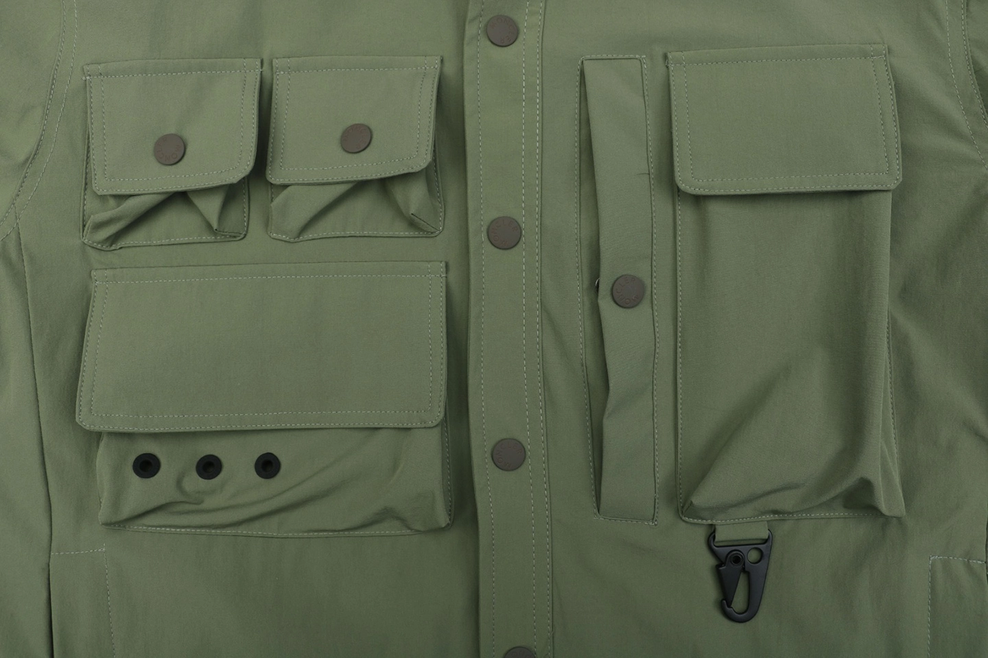 Moncler Multi-Pocket Utility Detachable Sleeve Jacket Green Pockets
