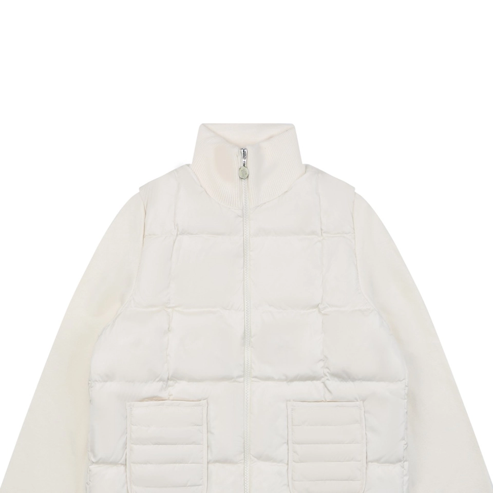 Moncler Quilted Patch Pocket Panelled Down Jacket White