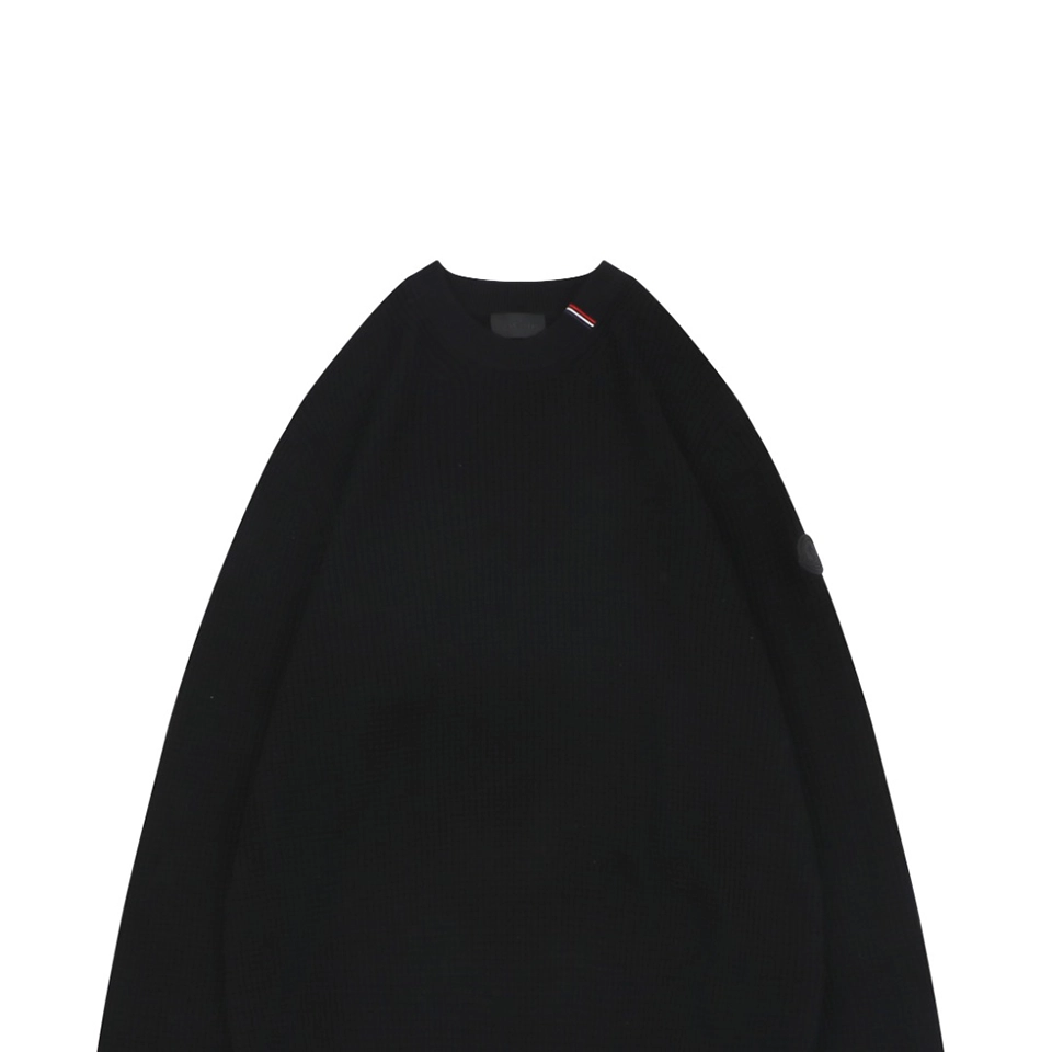 Mxxcler Tricolor Ribbed Collar Crewneck Knit Sweater