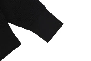 Mxxcler Tricolor Ribbed Collar Crewneck Knit Sweater Cuff