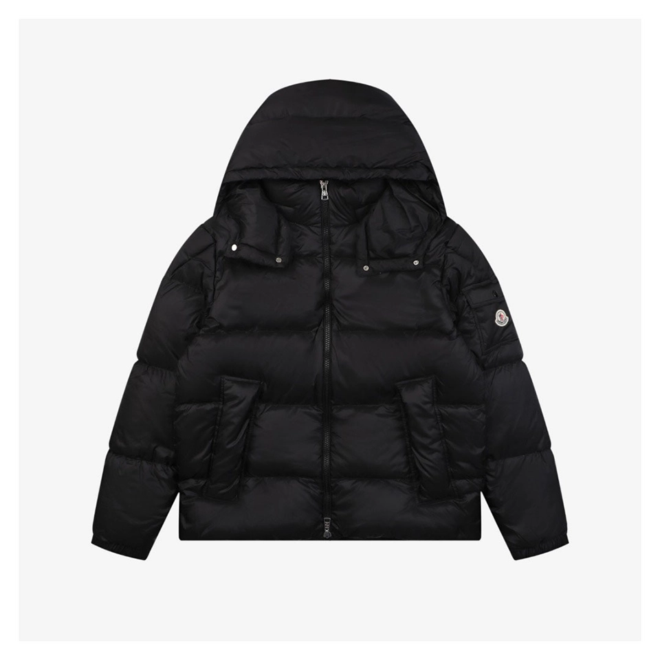 Moncler Vouyere Maya 2 Hooded Down Jacket #510 Black Front view