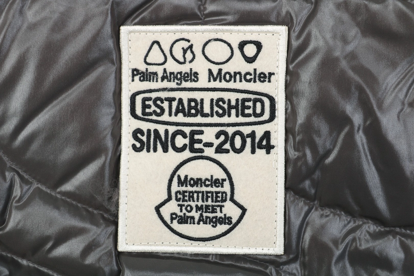 Moncler x Palm Angels Haunani Stand Collar Down Jacket Grey Brand label