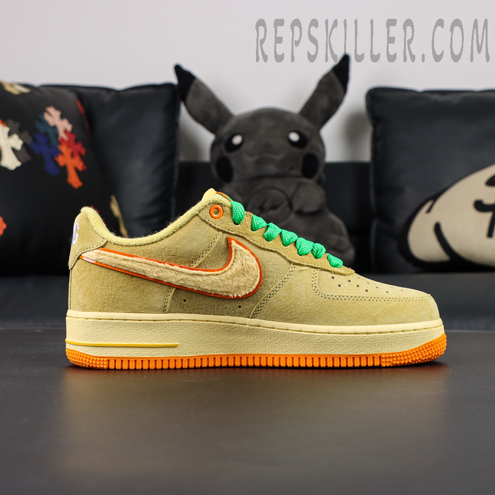 Nike Air Force 1 DOAF “Duck or Egg” PE lateral side view with flocked Swoosh