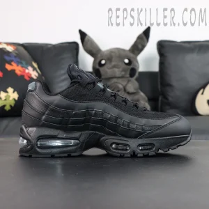Nike Air Max 95 OG Black Anthracite side view showing layered black upper and visible Air units