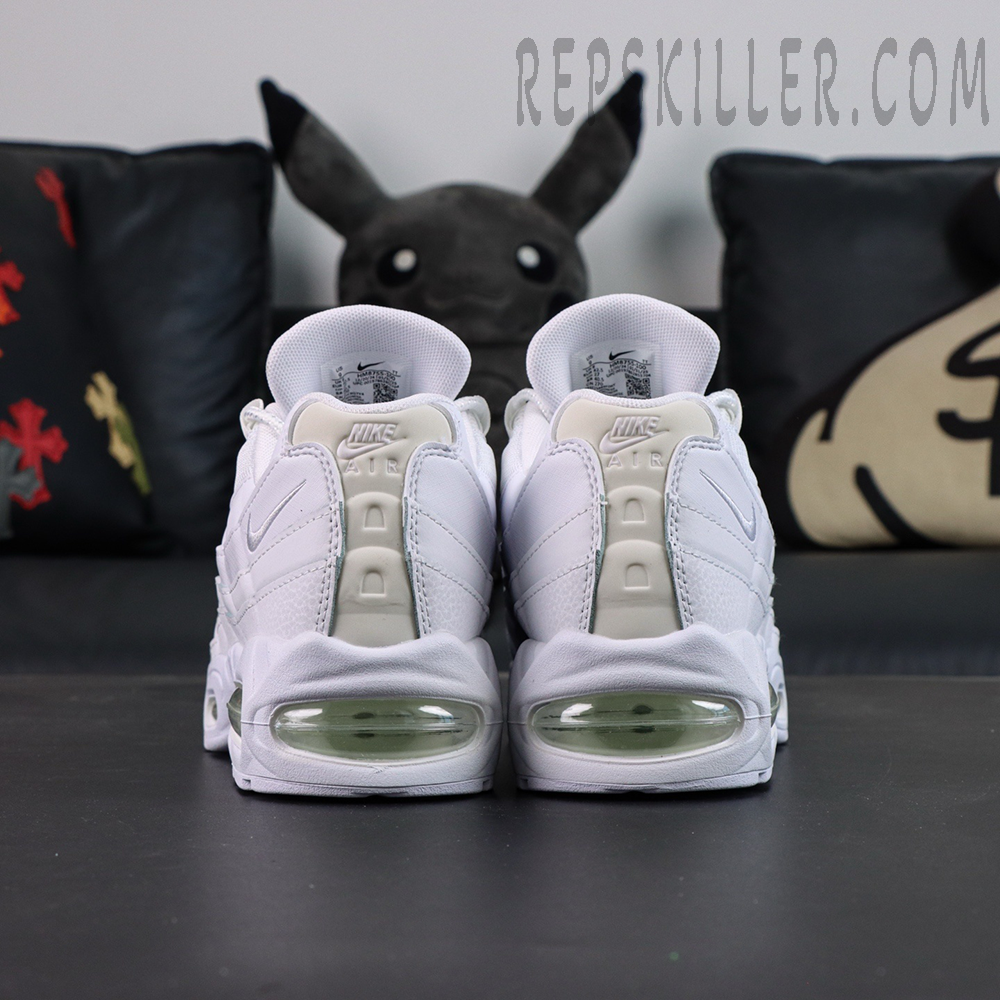 Nike Air Max 95 OG White Pure Platinum heel view with Nike Air branding
