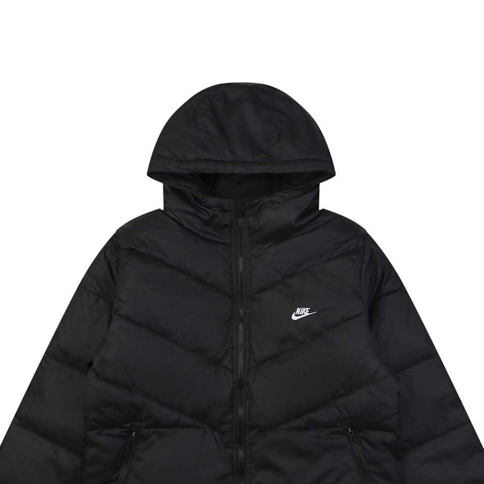 Nike Windrunner Diagonal Quilted Hooded Down Jacket Black