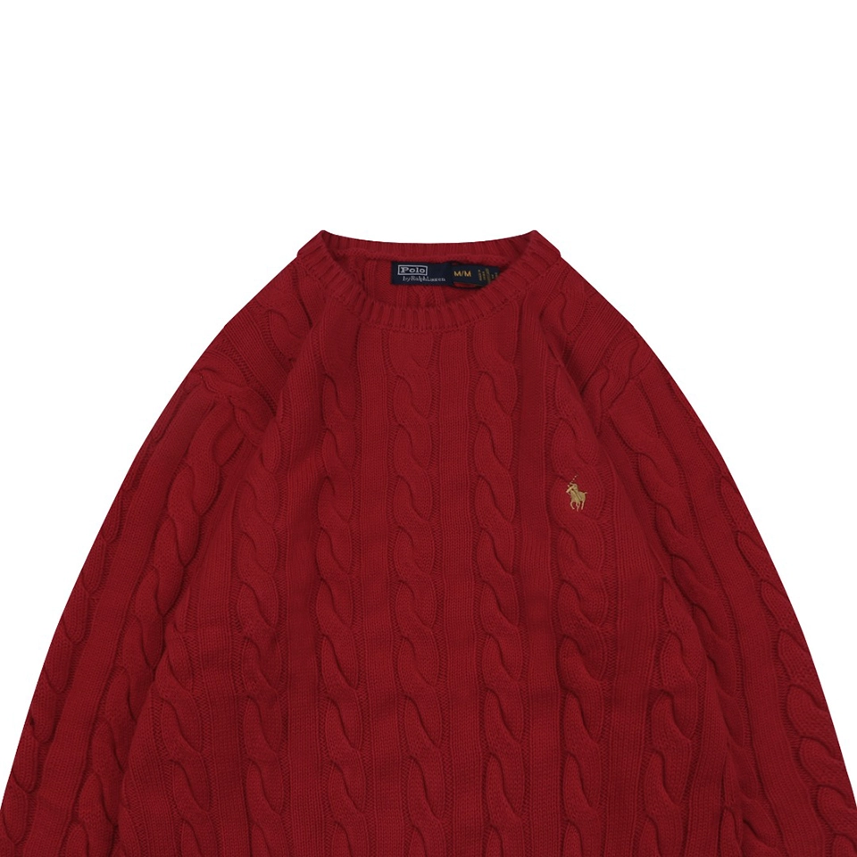 Ralph Lauren Pony Embroidered Cable-Knit Crewneck Sweater