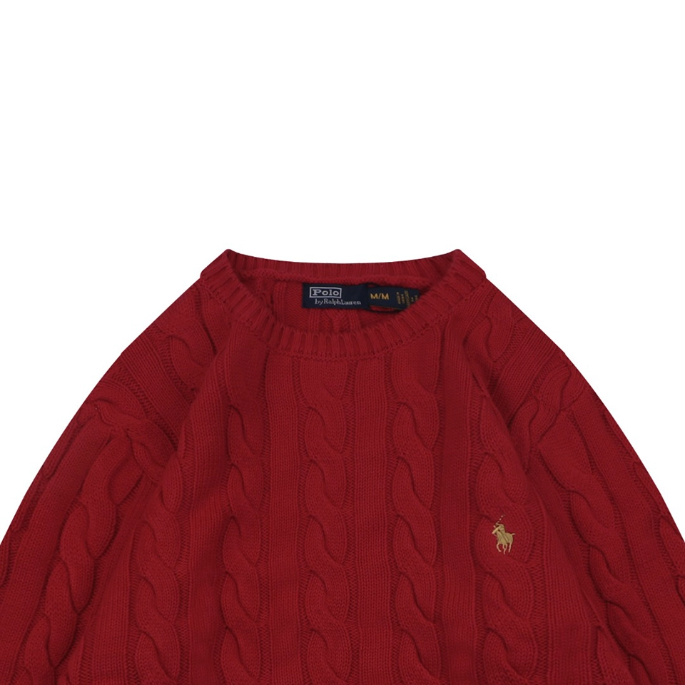 Ralph Lauren Pony Embroidered Cable-Knit Crewneck Sweater