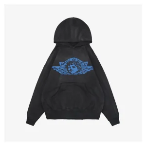 Saint Michael Angel Rebirth Vintage Distressed Graphic Hoodie Front view