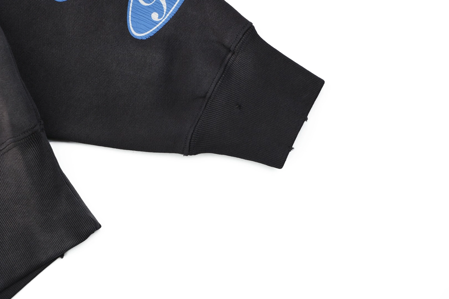 Saint Michael Blue Logo Barrage Graphic Hoodie Cuff