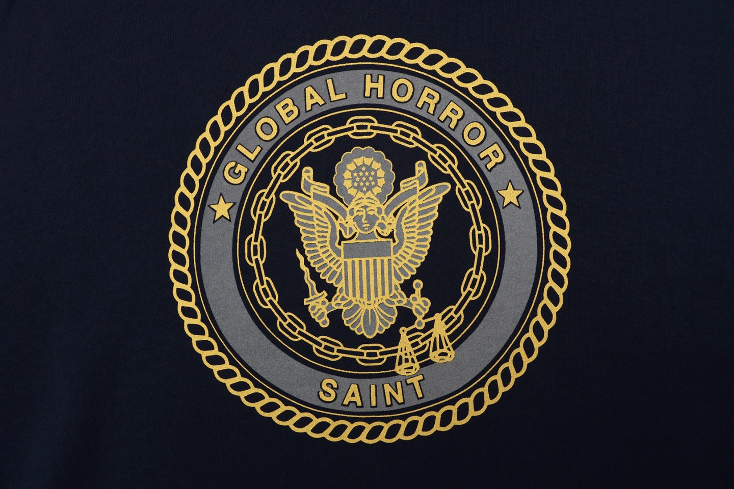Saint Michael Reflective Angel Medallion Graphic Hoodie Front Print