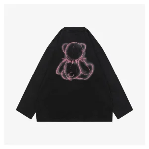 We11done Neon Outline Teddy Bear Washed Shirt Back view