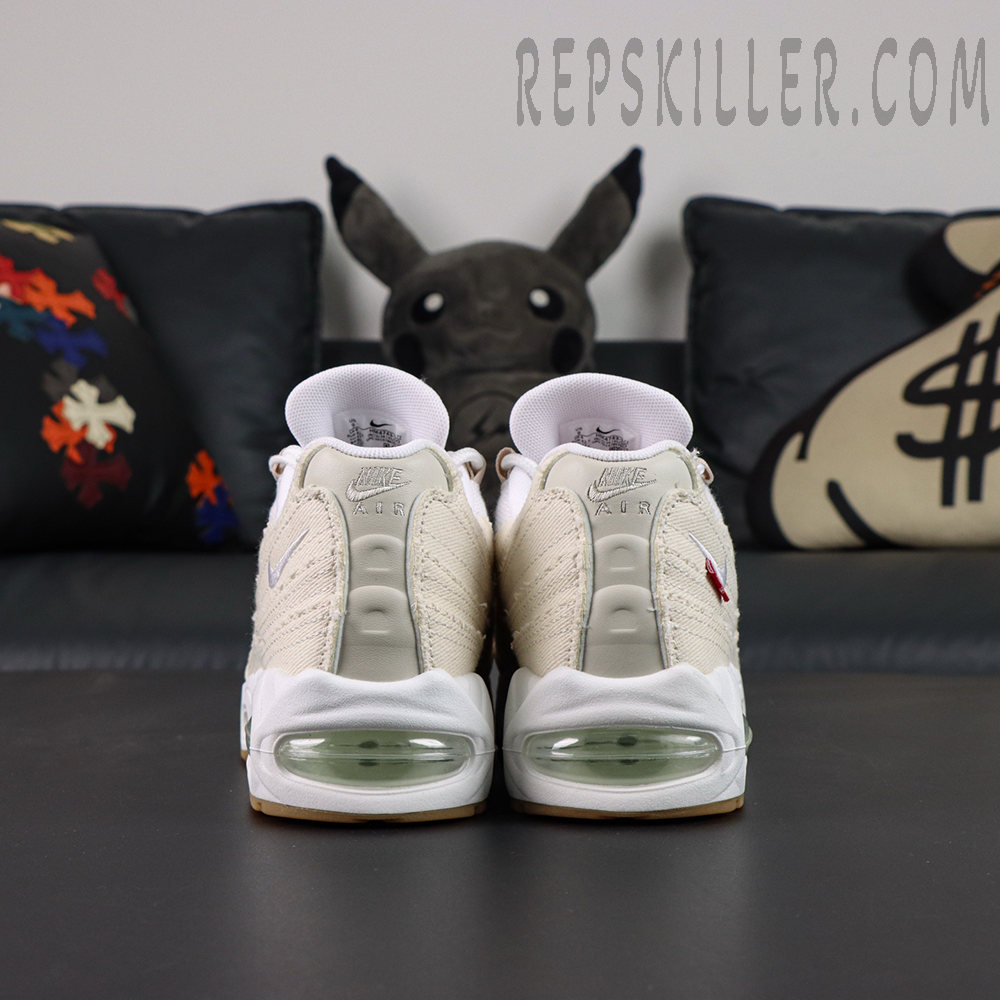Levi’s x Nike Air Max 95 OG “Light Orewood Brown” rear view showing dual heel Air units and symmetrical design