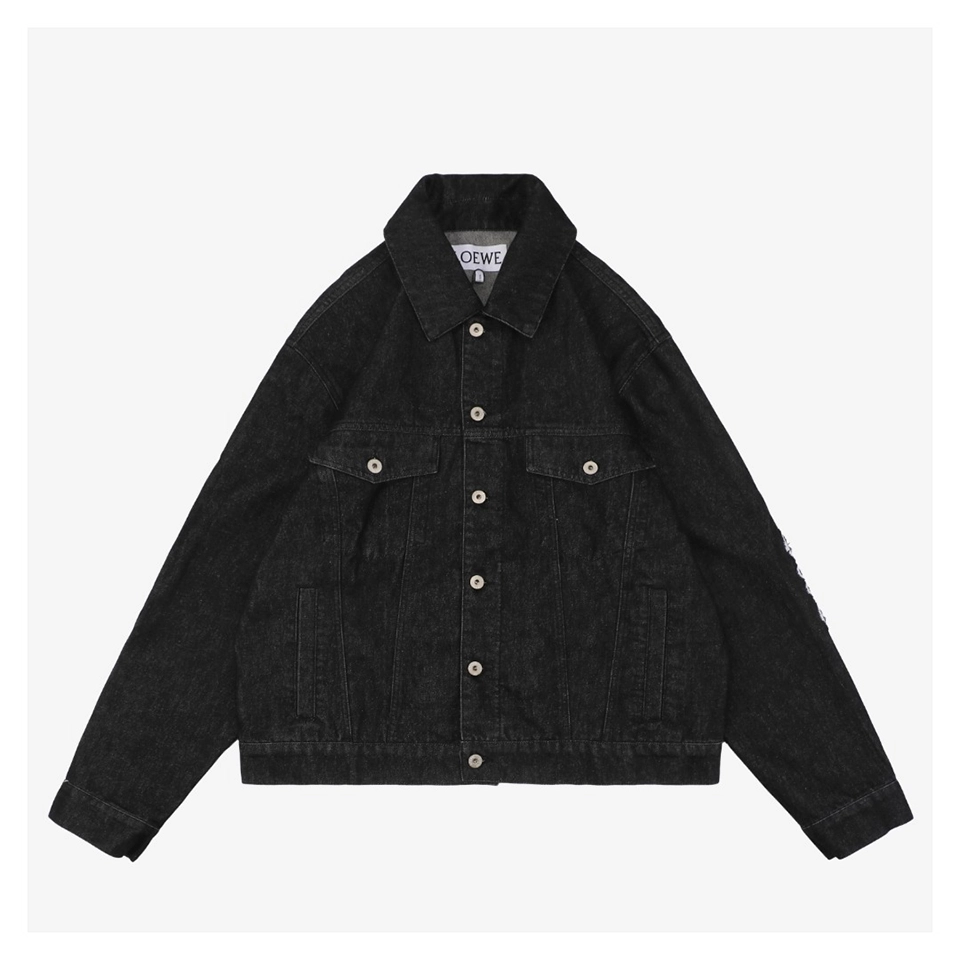Loewe Anagram Embroidered Sleeve Denim Jacket Front view