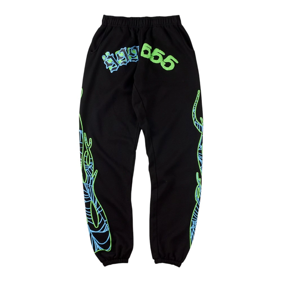 Sp5der 555 Web Flame Graphic Sweatpants Front view