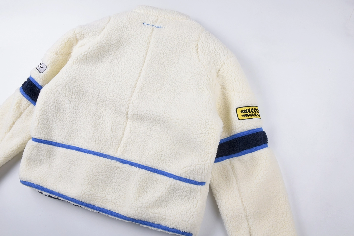 Sp5der Cream Navy Wing Racing Sherpa Jacket5