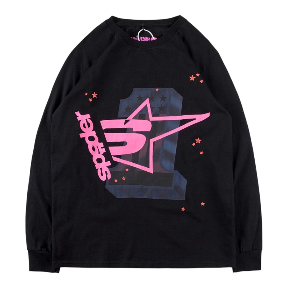 Sp5der Pink Star Logo Shirt Front view