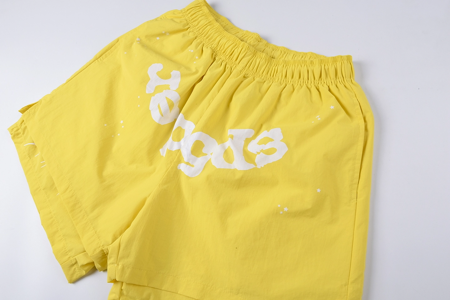 Sp5der Sunburst Yellow Logo Graphic Shorts10