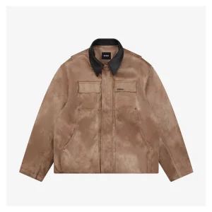 We11done Faux Suede Leather Collar Padded Jacket Front view