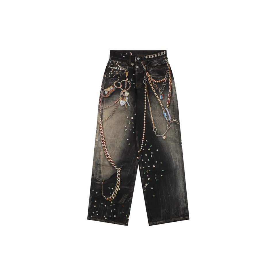 Acne Studios 1981M Chain Print Vintage Wash Denim Jeans Front view