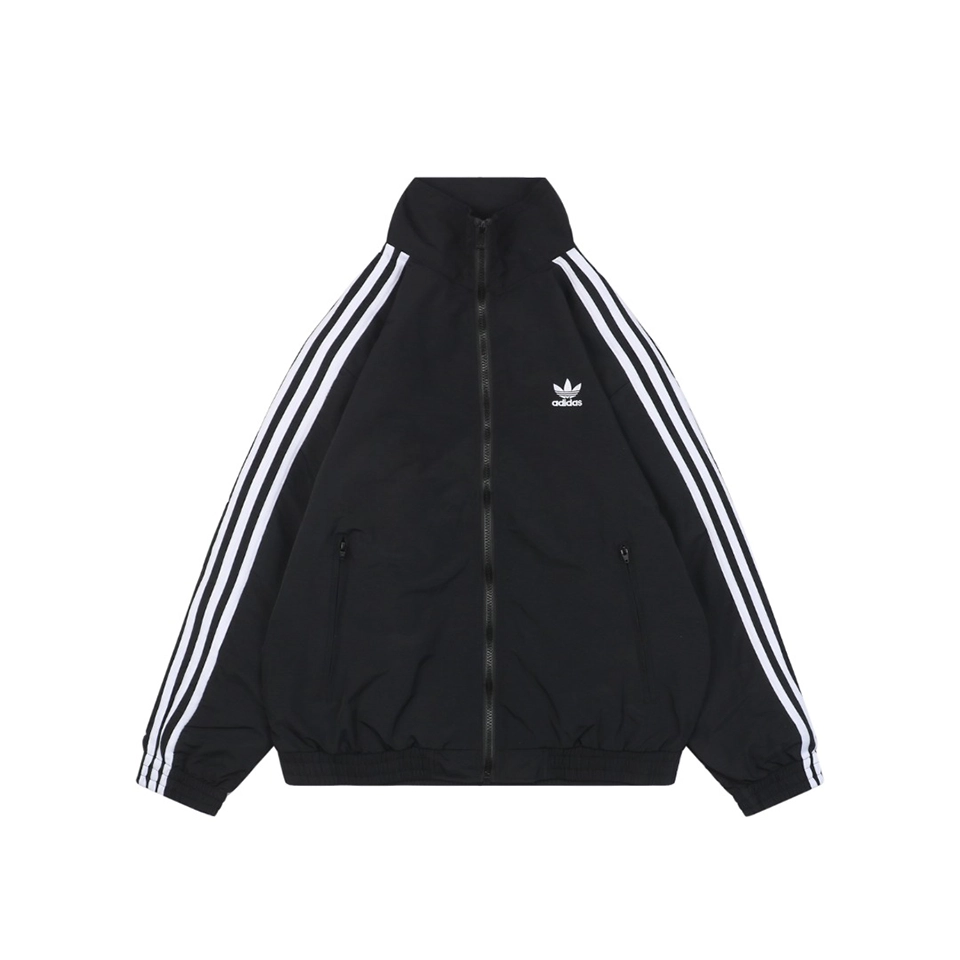 Adidas Originals Three-Stripes Stand-Collar Track Jacket Black Front view