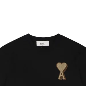 Ami Paris Big Heart Logo Embroidered Cotton T-Shirt