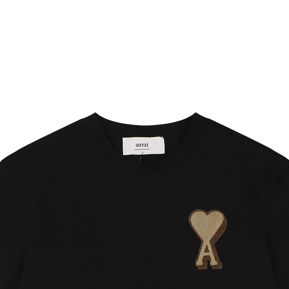 Ami Paris Big Heart Logo Embroidered Cotton T-Shirt