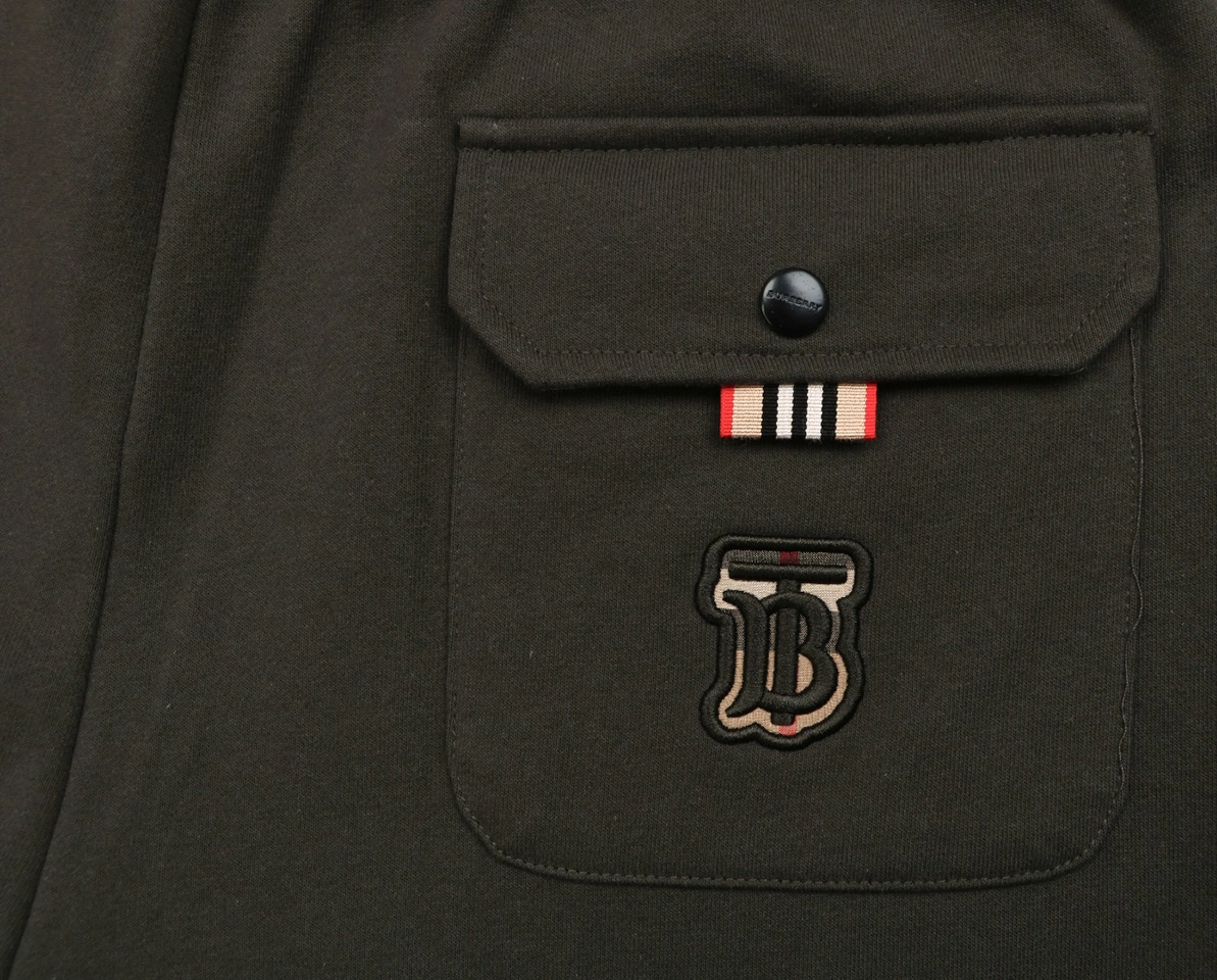 Burberry BT Logo Embroidered Cotton Sweatpants Pocket