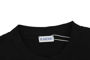 Burberry Color Equestrian Knight Embroidered Washed Cotton T-Shirt Black Collar