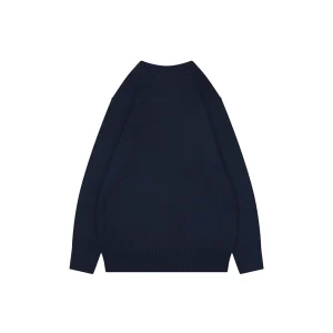 Burberry Equestrian Knight Embroidered Cashmere-Blend Crewneck Sweater Navy Back view
