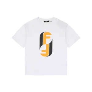 Fendi FF Logo Graphic T-Shirt White Front view