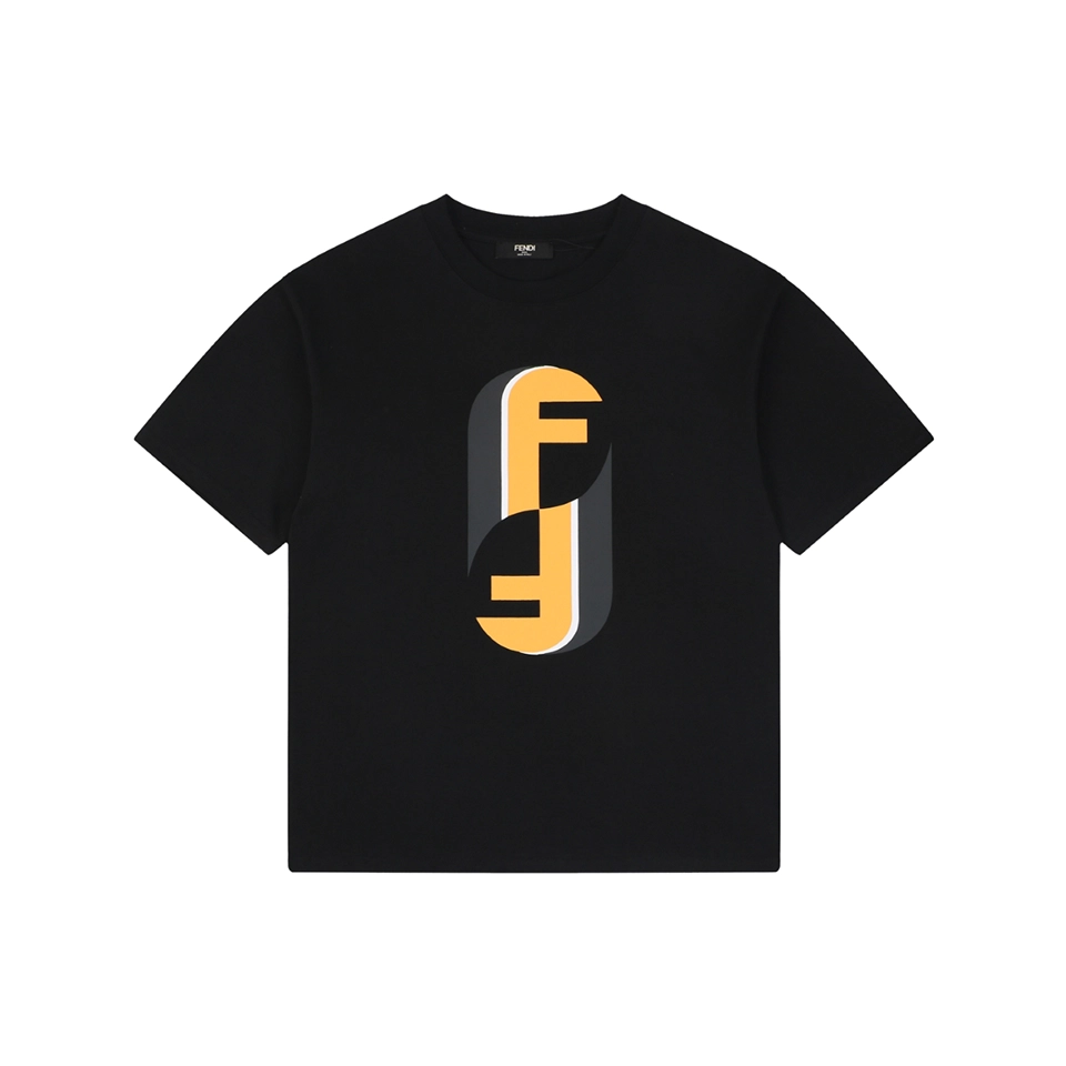 Fendi FF Logo Graphic T-Shirt Black Front view
