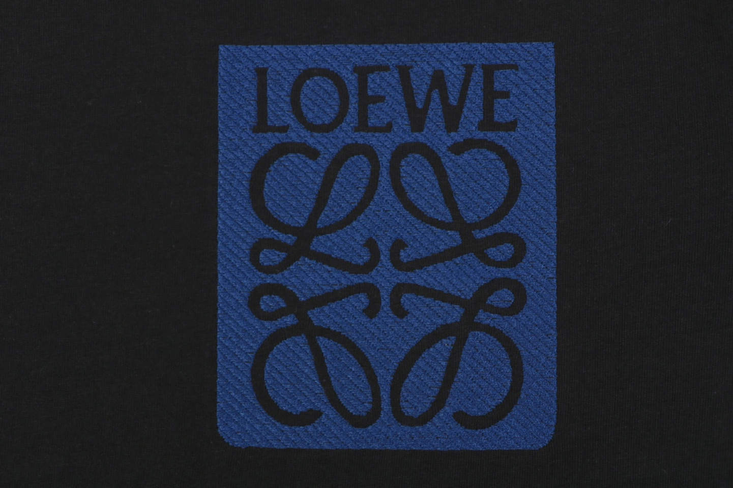 Loewe Blue Pocket Anagram Logo Embroidered Cotton T-Shirt Black Front Pocket